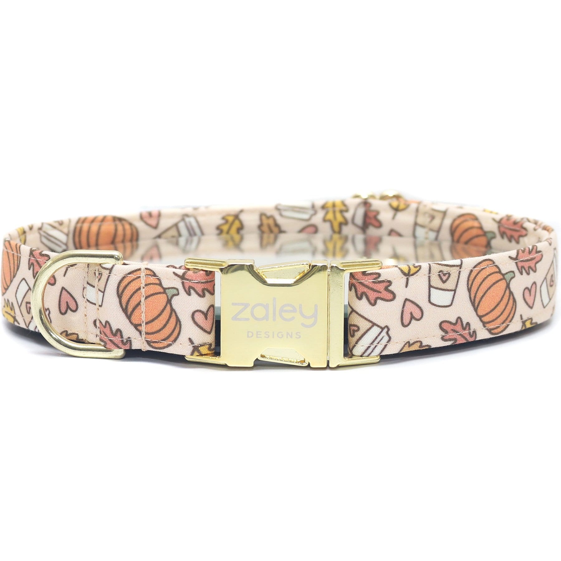 Zaley Designs Pumpkin Spice Cotton Adjustable Dog Collar, Tan, Medium: 13 to 20-in neck, 1-in wide
