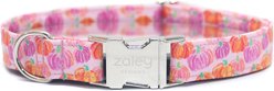 Zaley Designs Pumpkins Cotton Adjustable Dog Collar, Purple/Pink/Orange, Large: 15 to 25-in neck, 1-in wide
