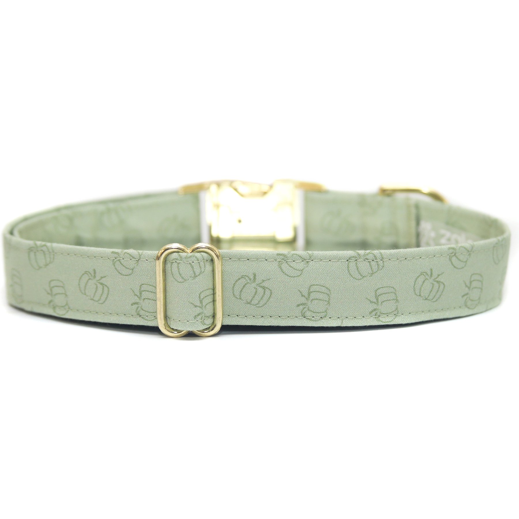 Zaley Designs Pumpkins Cotton Adjustable Dog Collar, Sage Green, Large: 15 to 25-in neck, 1-in wide