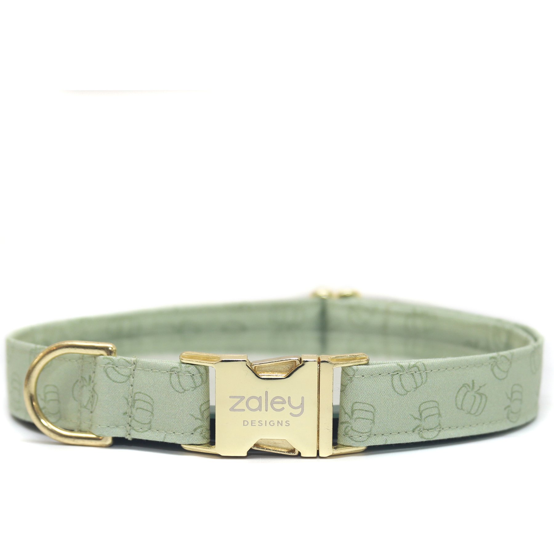 Zaley Designs Pumpkins Cotton Adjustable Dog Collar, Sage Green, X-Small: 8 to 12-in neck, 5/8-in wide