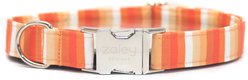Zaley Designs Stripe Cotton Adjustable Dog Collar, Orange, X-Small: 8 to 12-in neck, 5/8-in wide
