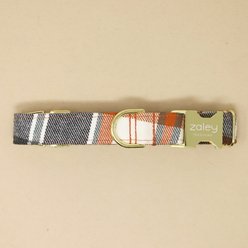 Zaley Designs The Woodson Plaid Flannel Cotton Adjustable Dog Collar, Black/Copper, Large: 15 to 25-in neck, 1-in wide slide 2 of 7