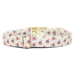 Zaley Designs USA Flag Sweater Teddy Bears Cotton Adjustable Dog Collar, White, X-Small: 8 to 12-in neck, 5/8-in wide slide 2 of 4