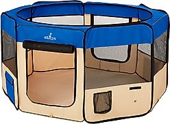 Zampa Pet Folding Soft-sided Dog & Cat Playpen, Blue, Large slide 2 of 5