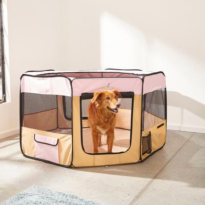 Show full view: Zampa Pet Folding Soft-sided Dog & Cat Playpen, Pink, Large slide 4 of 7