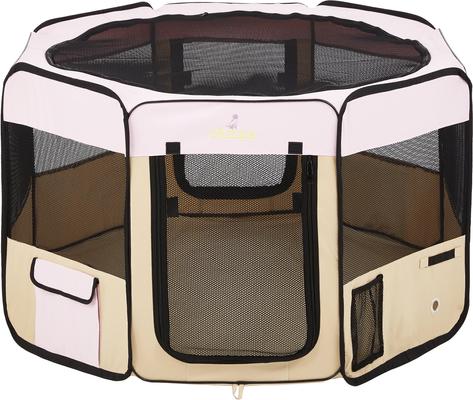 Show full view: Zampa Pet Folding Soft-sided Dog & Cat Playpen, Pink, Medium slide 2 of 7
