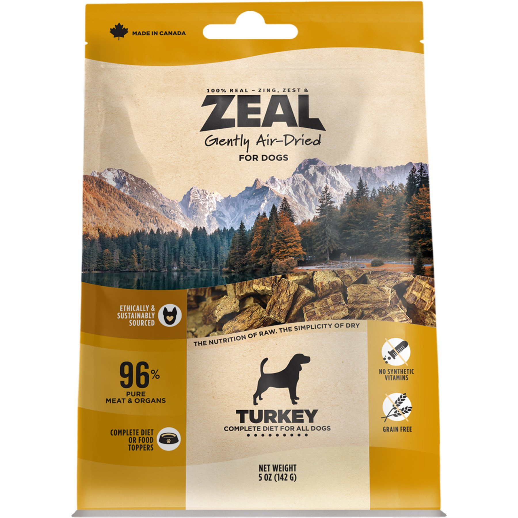 ZEAL Gently Air Dried Grain-Free Turkey Flavored Dry Dog Food, 5-oz bag