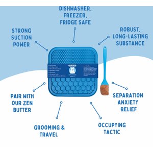 Zen Frenz Dog & Cat Lick Mat, Blue, Medium