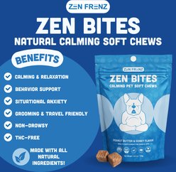 Zen Frenz Zen Bites Peanut Butter & Honey Calming Chew Supplement for Dogs & Cats, 30 count slide 2 of 9