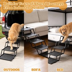 Zendova 5-Step Foldable Dog Car Stairs, Black, Standard slide 2 of 6