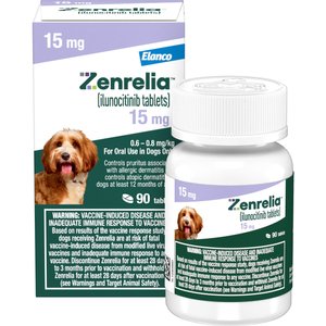 Zenrelia (ilunocitinib tablets) for Dogs, 15-mg, 90 tablets