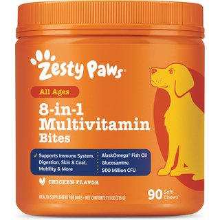 Zesty Paws 8-in-1 Bites Chicken Flavored Soft Chews Multivitamin for Dogs, 90 count slide 1 of 9