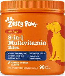 Zesty Paws 8-in-1 Bites Peanut Butter Flavored Soft Chews Multivitamin for Dogs, 90 count