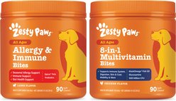 Zesty Paws 8-in-1 Multivitamin Bites + Aller-Immune Bites Lamb Flavor Immune System Soft Chews Dog Supplement