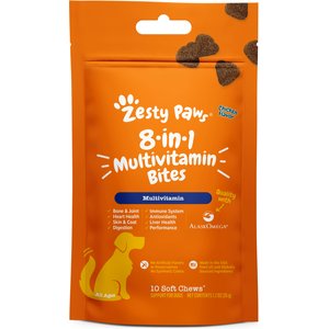 Zesty Paws 8-in-1 Bites Chicken Flavored Soft Chews Multivitamin for Dogs, 10 count