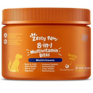 Zesty Paws 8-in-1 Bites Peanut Butter Flavored Soft Chews Multivitamin for Dogs, 50 count