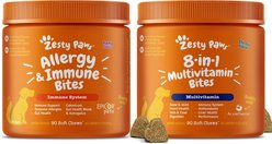Zesty Paws 8-in-1 Multivitamin Bites + Aller-Immune Bites Lamb Flavor Immune System Soft Chews Dog Supplement