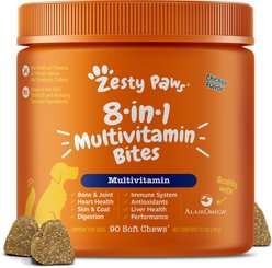 Zesty Paws 8-in-1 Multivitamin Bites + Salmon Bites Skin & Coat Dog Supplement slide 2 of 9