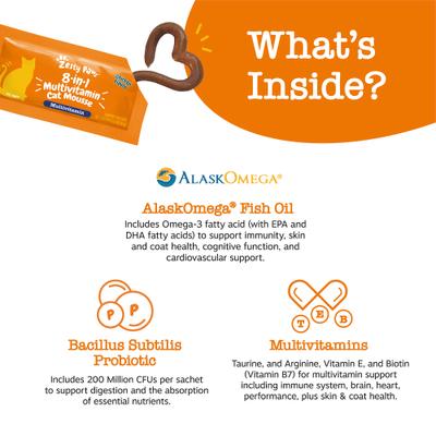 Show full view: Zesty Paws 8-in-1 Multivitamin Chicken Flavored Mousse Lickable Supplement for Cats, 14 count slide 4 of 10