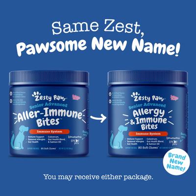 Show full view: Zesty Paws Advanced Allergy & Immune Bites Salmon Flavored Soft Chews Allergies, Immune, & Skin Support Supplement for Senior Dogs, 180 count slide 4 of 12