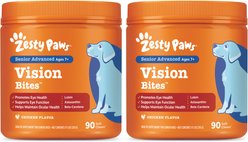 Zesty Paws Advanced Vision Bites Chicken Flavored Soft Chews Vision Supplement for Senior Dogs, 180 count bundle