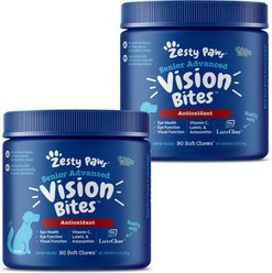 Zesty Paws Advanced Vision Bites Chicken Flavored Soft Chews Vision Supplement for Senior Dogs, 180 count