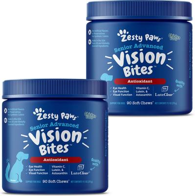 Show full view: Zesty Paws Advanced Vision Bites Chicken Flavored Soft Chews Vision Supplement for Senior Dogs, 180 count slide 1 of 11
