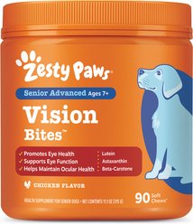 Zesty Paws Advanced Vision Bites Chicken Flavored Soft Chews Vision Supplement for Senior Dogs, 90 count