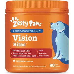 Zesty Paws Advanced Vision Bites Chicken Flavored Soft Chews Vision Supplement for Senior Dogs, 90 count