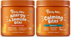 Zesty Paws All Ages Calming Bites Behavior Bacon Flavor Supplement + Aller-Immune System Bites Bacon Flavor Cat Supplement