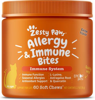 Show full view: Zesty Paws All Ages Calming Bites Behavior Bacon Flavor Supplement + Aller-Immune System Bites Bacon Flavor Cat Supplement slide 6 of 10