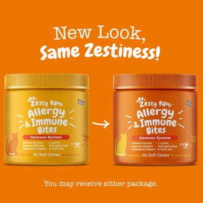 Show full view: Zesty Paws All Ages Calming Bites Behavior Bacon Flavor Supplement + Aller-Immune System Bites Bacon Flavor Cat Supplement slide 8 of 10