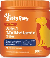 Zesty Paws All Ages, Calming Bites, Peanut Butter Flavored Soft Chews + 8-in-1 Multivitamin Bites Chicken Flavor Dog Supplement slide 2 of 9