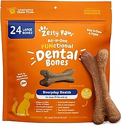 Zesty Paws All-in-One FUNctional Dental Bones Dental Chews for Large Dogs, 24 count