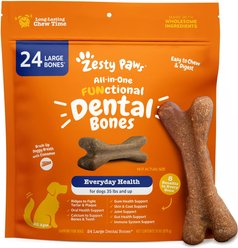 Zesty Paws All-in-One FUNctional Dental Bones Dental Chews for Large Dogs, 24 count