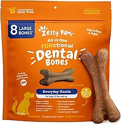Zesty Paws All-in-One FUNctional Dental Bones Dental Chews for Large Dogs, 8 count