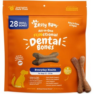 Zesty Paws All-in-One FUNctional Dental Bones Dental Chews for Small Dogs, 28 count