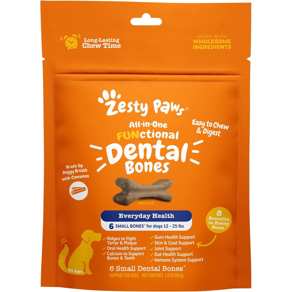 Zesty Paws All-in-One FUNctional Dental Bones Dental Chews for Small Dogs, 6 count