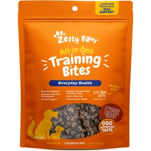 Zesty Paws All-in-One Peanut Butter Flavored Soft & Chewy Training Bites Multivitamin Dog Treats, 12-oz bag