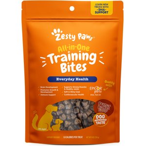 Zesty Paws All-in-One Peanut Butter Flavored Soft & Chewy Training Bites Multivitamin Dog Treats, 8-oz bag