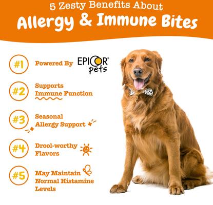 Show full view: Zesty Paws Allergy & Immune Bites Peanut Butter Flavored Soft Chews Allergies, Immune, & Gut Support Supplement for Dogs, 180 count slide 3 of 12