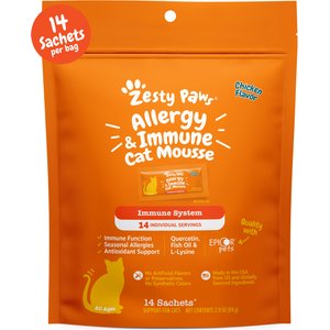 Zesty Paws Allergy & Immune Chicken Flavored Mousse Lickable Supplement for Cats, 14 count