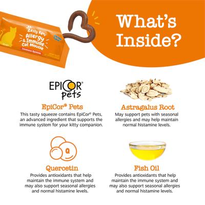 Show full view: Zesty Paws Allergy & Immune Chicken Flavored Mousse Lickable Supplement for Cats, 14 count slide 4 of 10