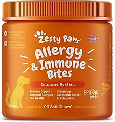 Zesty Paws Allergy & Immune Support Lamb Flavor Soft Chew Dog Supplement, 90 count + Zesty Paws Salmon Bites Skin & Coat Dog Supplement, 90 count slide 2 of 9