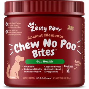 Zesty Paws Ancient Elements Chew No Poo Bison Flavored Soft Chews Coprophagia Stool Eating Deterrent Supplement for Dogs, 90 count