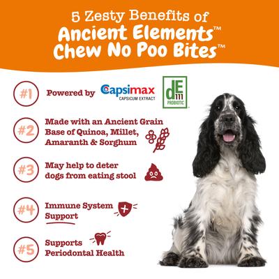 Show full view: Zesty Paws Ancient Elements Chew No Poo Bison Flavored Soft Chews Coprophagia Stool Eating Deterrent Supplement for Dogs, 90 count slide 3 of 12