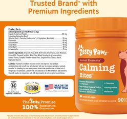 Zesty Paws Ancient Elements Hemp Calming Bites Bison Flavored Soft Chews Supplement for Dogs, 90 count slide 2 of 9