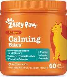 Zesty Paws Calming Bites Bacon Flavored Soft Chews Melatonin Supplement for Cats, 60 count