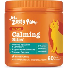 Zesty Paws Calming Bites Bacon Flavored Soft Chews Melatonin Supplement for Cats, 60 count