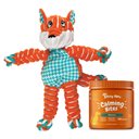 Zesty Paws Calming Bites Peanut Butter Flavored Soft Chews Supplement, 90 count + KONG Floppy Knots Dog Toy, Fox, Medium/Large